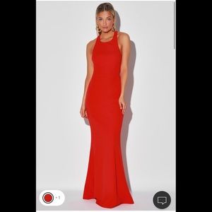 Lulus Straight to the Heart Bright Red Backless Maxi Dress